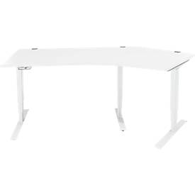 Schäfer Shop Genius Winkelschreibtisch AERO FLEX, elektrisch höhenverstellbar, 135° Winkel rechts, B 2165 mm, weiß/weiß + Memorypanel