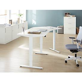 Schäfer Shop Genius Winkelschreibtisch AERO FLEX, elektrisch höhenverstellbar, 135° Winkel rechts, B 2165 mm, weiß/weiß + Memorypanel