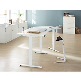 Schäfer Shop Genius Winkelschreibtisch AERO FLEX, elektrisch höhenverstellbar, 135° Winkel rechts, B 2165 mm, weiß/weiß + Memorypanel