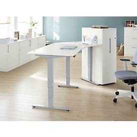 Schäfer Shop Genius Winkelschreibtisch AERO FLEX, elektrisch höhenverstellbar, 135° Winkel rechts, B 2165 mm, weiß/weißalu + Memorypanel