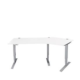 Schäfer Shop Genius Winkelschreibtisch AERO FLEX, elektrisch höhenverstellbar, 135° Winkel rechts, B 2165 mm, weiß/weißalu + Memorypanel