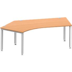 Schäfer Shop Genius Winkelschreibtisch MODENA FLEX 135°, Ansatz links, 4-Fuß-Quadratrohr, B 2165 mm, buche/weiß