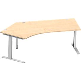 Schäfer Shop Genius Winkelschreibtisch MODENA FLEX 135°, Ansatz links, C-Fuß-Rechteckrohr, B 2165 mm, ahorn/weiß