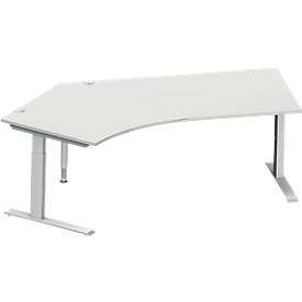 Schäfer Shop Genius Winkelschreibtisch MODENA FLEX 135°, Ansatz links, C-Fuß-Rechteckrohr, B 2165 mm, lichtgrau