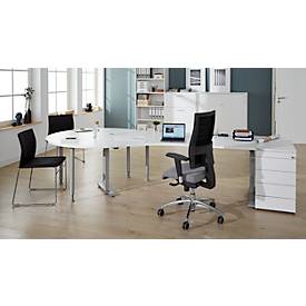 Schäfer Shop Genius Winkelschreibtisch MODENA FLEX 135°, Ansatz links, C-Fuß-Rechteckrohr, B 2165 mm, weiß/weiß