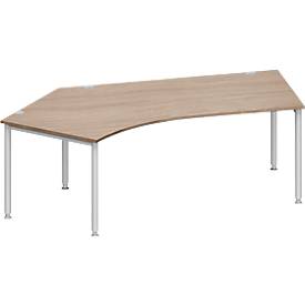 Schäfer Shop Genius Winkelschreibtisch MODENA FLEX 135°, Ansatz links, Eiche/weißaluminium