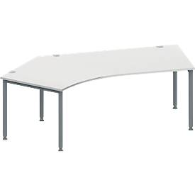 Schäfer Shop Genius Winkelschreibtisch MODENA FLEX 135°, Ansatz links, lichtgrau/anthrazit