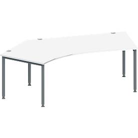 Schäfer Shop Genius Winkelschreibtisch MODENA FLEX 135°, Ansatz links, weiß/anthrazit