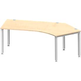 Schäfer Shop Genius Winkelschreibtisch MODENA FLEX 135°, Ansatz rechts, 4-Fuß-Quadratrohr, B 2165 mm, ahorn/weiß