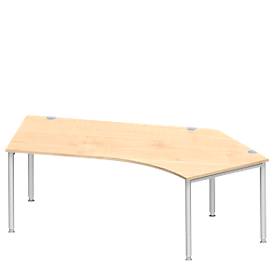 Schäfer Shop Genius Winkelschreibtisch MODENA FLEX 135°, Ansatz rechts, Ahorn/weißaluminium