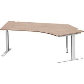 Schäfer Shop Genius Winkelschreibtisch MODENA FLEX 135°, Ansatz rechts, C-Fuß-Rechteckrohr, B 2165 mm, Eiche-Dekor