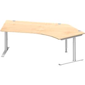 Schäfer Shop Genius Winkelschreibtisch MODENA FLEX 135°, Ansatz rechts, C-Fuß-Rundrohr, B 2165 mm, ahorn