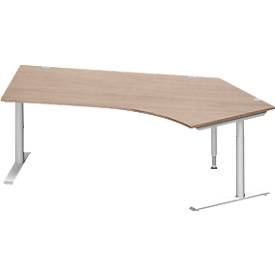 Schäfer Shop Genius Winkelschreibtisch MODENA FLEX 135°, Ansatz rechts, C-Fuß-Rundrohr, B 2165 mm, Eiche-Dekor