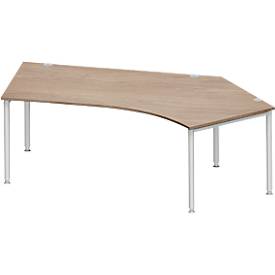 Schäfer Shop Genius Winkelschreibtisch MODENA FLEX 135°, Ansatz rechts, Eiche/weißaluminium