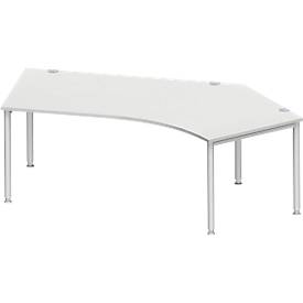 Schäfer Shop Genius Winkelschreibtisch MODENA FLEX 135°, Ansatz rechts, lichtgrau/weißaluminium