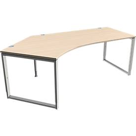 Schäfer Shop Genius Winkelschreibtisch MODENA FLEX, 135°, Bügelfuß, Ansatz links, B, B 2165 mm, Ahorn-Dekor