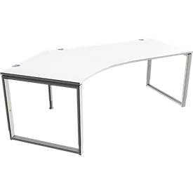 Schäfer Shop Genius Winkelschreibtisch MODENA FLEX, 135°, Bügelfuß, Ansatz links, B, B 2165 mm, weiß