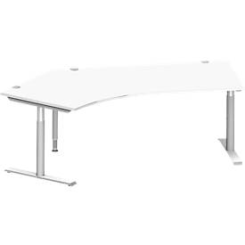 Schäfer Shop Genius Winkelschreibtisch MODENA FLEX 135°, T-Fuß-Rundrohr, B 2165 mm, Ansatz links, weiß/weißalu
