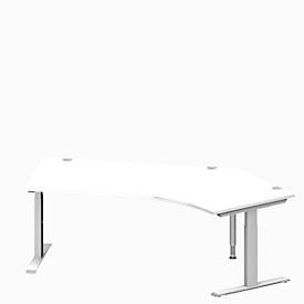 Schäfer Shop Genius Winkelschreibtisch MODENA FLEX, 135° Winkel rechts, T-Fuß Rechteckrohr, B 2165 x T 800/800 x H 650-850 mm, weiß/weißalu
