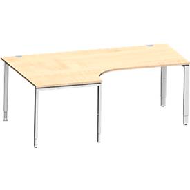 Schäfer Shop Genius Winkelschreibtisch MODENA FLEX 90°,Ansatz links, B 2000 mm, Ahorn