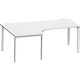 Schäfer Shop Genius Winkelschreibtisch MODENA FLEX 90°,Ansatz links, B 2000 mm, lichtgrau