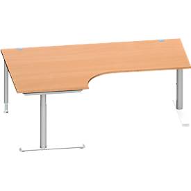 Schäfer Shop Genius Winkelschreibtisch MODENA FLEX 90°, Ansatz links, C-Fuß-Rundrohr, B 2000 mm, buche/weiß