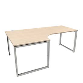 Schäfer Shop Genius Winkelschreibtisch MODENA FLEX, 90°, Bügelfuß, Ansatz links, B 2000 mm, Ahorn-Dekor