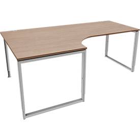 Schäfer Shop Genius Winkelschreibtisch MODENA FLEX, 90°, Bügelfuß, Ansatz links, B 2000 mm, Eiche-Dekor