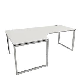 Schäfer Shop Genius Winkelschreibtisch MODENA FLEX, 90°, Bügelfuß, Ansatz links, B 2000 mm, lichtgrau