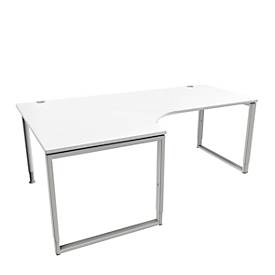 Schäfer Shop Genius Winkelschreibtisch MODENA FLEX, 90°, Bügelfuß, Ansatz links, B 2000 mm, weiß