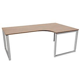Schäfer Shop Genius Winkelschreibtisch MODENA FLEX, 90°, Bügelfuß, Ansatz rechts, B 2000 mm, Eiche-Dekor