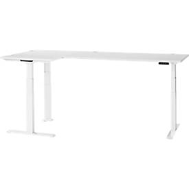 Schäfer Shop Genius Winkelschreibtisch Modena Flex, elektrisch höhenverstellbar, 90° Winkel beidseitig, B 2000 x T 1600 mm, weiß