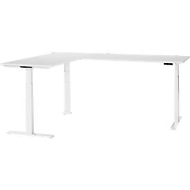 Schäfer Shop Genius Winkelschreibtisch Modena Flex, elektrisch höhenverstellbar, 90° Winkel beidseitig, B 2000 x T 2400 mm, weiß