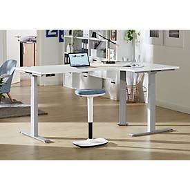 Schäfer Shop Genius Winkelschreibtisch Modena Flex, elektrisch höhenverstellbar, 90° Winkel, T-Fuß, B 2000 mm, weiß/weißalu