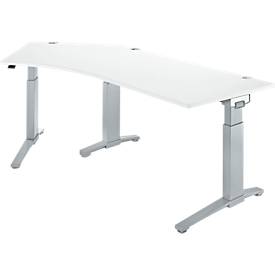 Schäfer Shop Genius Winkelschreibtisch PLANOVA ERGOSTYLE, elektrisch höhenverstellbar, 135° Winkel links, C-Fuß, B 2165 mm, weiß/weißalu