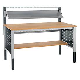 Schäfer Shop Pure Ablegeboden für manuell höhenverstellbare Arbeitstische AST31, Multiplex-Platte, Stärke 30 mm, bis 200 kg, B 1500 x T 365 x H 30 mm, Buche-Dekor