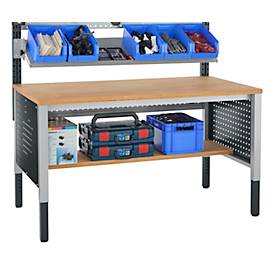 Schäfer Shop Pure Ablegeboden für manuell höhenverstellbare Arbeitstische AST31, Multiplex-Platte, Stärke 30 mm, bis 200 kg, B 1500 x T 365 x H 30 mm, Buche-Dekor