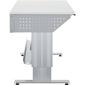 Schäfer Shop Pure Arbeitstisch AST31, elektrisch höhenverstellbar, Melaminplatte, T-Fuß, bis 400 kg, B 1500 x T 800 x H 725-1155 mm, weißaluminium/lichtgrau