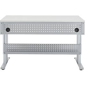 Schäfer Shop Pure Arbeitstisch AST31, elektrisch höhenverstellbar, Melaminplatte, T-Fuß, bis 400 kg, B 1500 x T 800 x H 725-1155 mm, weißaluminium/lichtgrau