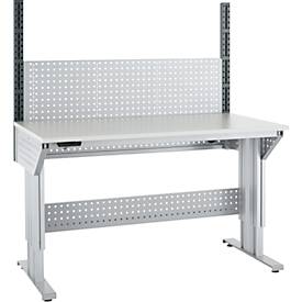 Schäfer Shop Pure Arbeitstisch AST31, elektrisch höhenverstellbar, Melaminplatte, T-Fuß, bis 400 kg, B 1500 x T 800 x H 725-1155 mm, weißaluminium/lichtgrau