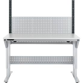 Schäfer Shop Pure Arbeitstisch AST31, elektrisch höhenverstellbar, Melaminplatte, T-Fuß, bis 400 kg, B 1500 x T 800 x H 725-1155 mm, weißaluminium/lichtgrau