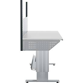 Schäfer Shop Pure Arbeitstisch AST31, elektrisch höhenverstellbar, Melaminplatte, T-Fuß, bis 400 kg, B 1500 x T 800 x H 725-1155 mm, weißaluminium/lichtgrau
