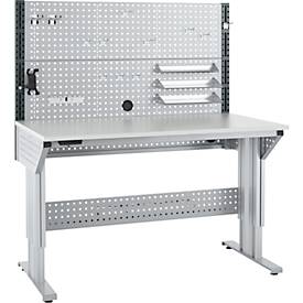 Schäfer Shop Pure Arbeitstisch AST31, elektrisch höhenverstellbar, Melaminplatte, T-Fuß, bis 400 kg, B 1500 x T 800 x H 725-1155 mm, weißaluminium/lichtgrau