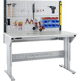 Schäfer Shop Pure Arbeitstisch AST31, elektrisch höhenverstellbar, Melaminplatte, T-Fuß, bis 400 kg, B 1500 x T 800 x H 725-1155 mm, weißaluminium/lichtgrau