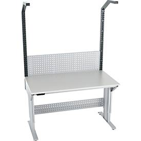 Schäfer Shop Pure Arbeitstisch AST31, elektrisch höhenverstellbar, Melaminplatte, T-Fuß, bis 400 kg, B 1500 x T 800 x H 725-1155 mm, weißaluminium/lichtgrau