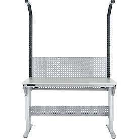 Schäfer Shop Pure Arbeitstisch AST31, elektrisch höhenverstellbar, Melaminplatte, T-Fuß, bis 400 kg, B 1500 x T 800 x H 725-1155 mm, weißaluminium/lichtgrau