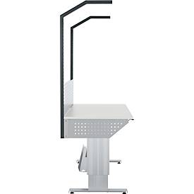 Schäfer Shop Pure Arbeitstisch AST31, elektrisch höhenverstellbar, Melaminplatte, T-Fuß, bis 400 kg, B 1500 x T 800 x H 725-1155 mm, weißaluminium/lichtgrau