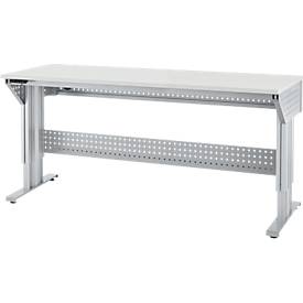 Schäfer Shop Pure Arbeitstisch AST31, elektrisch höhenverstellbar, Melaminplatte, T-Fuß, bis 400 kg, B 2000 x T 800 x H 725-1155 mm, weißaluminium/lichtgrau