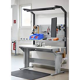 Schäfer Shop Pure Arbeitstisch AST31, elektrisch höhenverstellbar, Melaminplatte, T-Fuß, bis 400 kg, B 2000 x T 800 x H 725-1155 mm, weißaluminium/lichtgrau