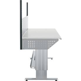 Schäfer Shop Pure Arbeitstisch AST31, elektrisch höhenverstellbar, Melaminplatte, T-Fuß, bis 400 kg, B 2000 x T 800 x H 725-1155 mm, weißaluminium/lichtgrau